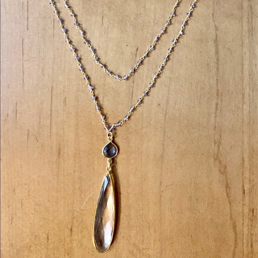 Tanzanite/iolite/Crystal Quartz necklace